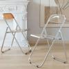 PAPERGAN Folding Chairs Indoor - Modern Acrylic Stackable Crystal Seat with Chrome Frame - Multifunctional Transparent Furniture for Living Room and Outdoor Use (Color : Red) view 4