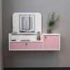 HSPLXYT Vanity Desk with LED Lighted Mirror,Makeup Vanity with Large Lighted Mirror,Vanity Table Makeup Vanity with 1 Drawers and 1 Cabinets,Pink (Size : 100cm) view 1