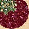 ROMANKAS Burgundy Tree Skirt Glitter Christmas Tree Skirt 21inch Mini Velvet Sequins Tree Mat Round Maroon Paillette Tree Skirts for Xmas Tree Shimmer Tree Base Cover for Christmas Home Indoor Party view 1
