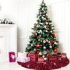 ROMANKAS Burgundy Tree Skirt Glitter Christmas Tree Skirt 21inch Mini Velvet Sequins Tree Mat Round Maroon Paillette Tree Skirts for Xmas Tree Shimmer Tree Base Cover for Christmas Home Indoor Party view 2