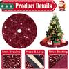 ROMANKAS Burgundy Tree Skirt Glitter Christmas Tree Skirt 21inch Mini Velvet Sequins Tree Mat Round Maroon Paillette Tree Skirts for Xmas Tree Shimmer Tree Base Cover for Christmas Home Indoor Party view 3