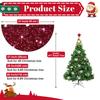ROMANKAS Burgundy Tree Skirt Glitter Christmas Tree Skirt 21inch Mini Velvet Sequins Tree Mat Round Maroon Paillette Tree Skirts for Xmas Tree Shimmer Tree Base Cover for Christmas Home Indoor Party view 4