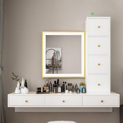 HSPLXYT Multigot Dressing Table,vanities with Mirror and Drawers,Makeup Table Wall Mount,Cosmetic Bedroom Dresser Make Up Desk (Color : White, Size : 80cm)