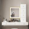 HSPLXYT Multigot Dressing Table,vanities with Mirror and Drawers,Makeup Table Wall Mount,Cosmetic Bedroom Dresser Make Up Desk (Color : White, Size : 80cm) view 1