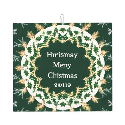 Christmas Background Dish Drying Mat, 46 Cm X 41 Cm Mat, Microfiber Dish Drying Mat Draining Mat Kitchen Counter Drying Mat