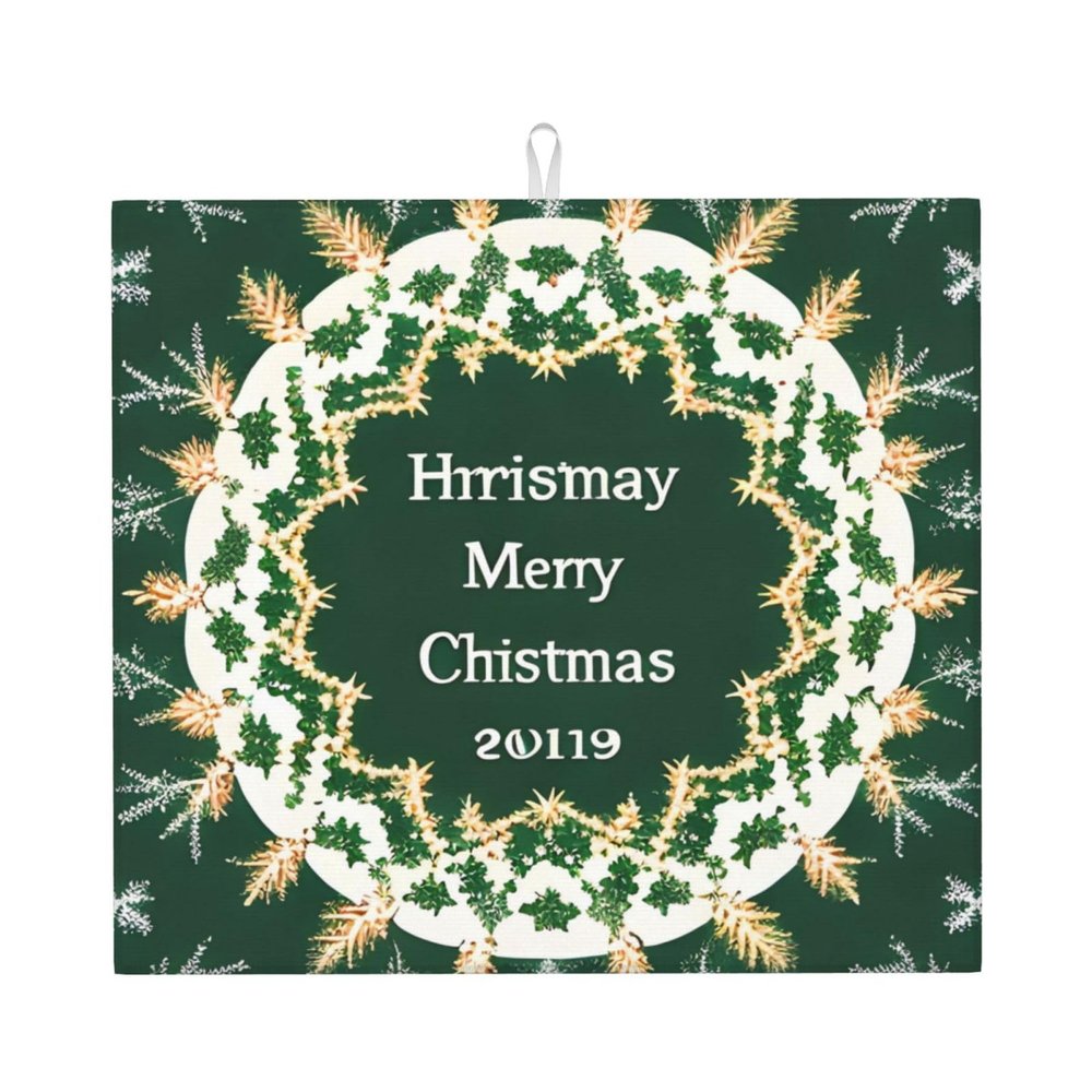 Christmas Background Dish Drying Mat, 46 Cm X 41 Cm Mat, Microfiber Dish Drying Mat Draining Mat Kitchen Counter Drying Mat