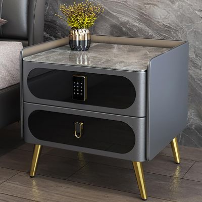 Modern Bedside Table,White Night Stand,Smart nightstand with combination lock,Large Nightstand with Drawers,end Table Organizer for Bedroom Living Room Office use,Storage Shelf ( Color : Brown , Size
