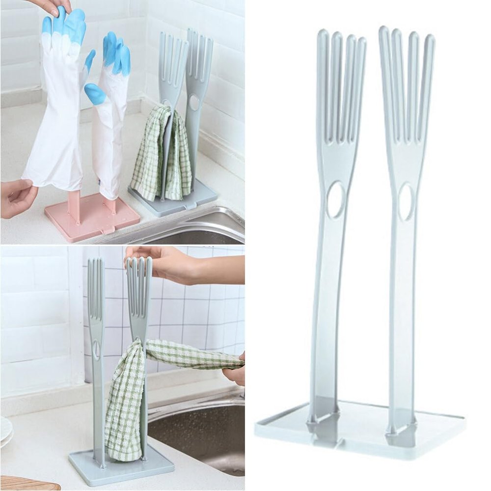 Cabilock Space-saving Kitchen Glove Drainer Multi-functional Glove Drying Rack Dish Cloth Shelf