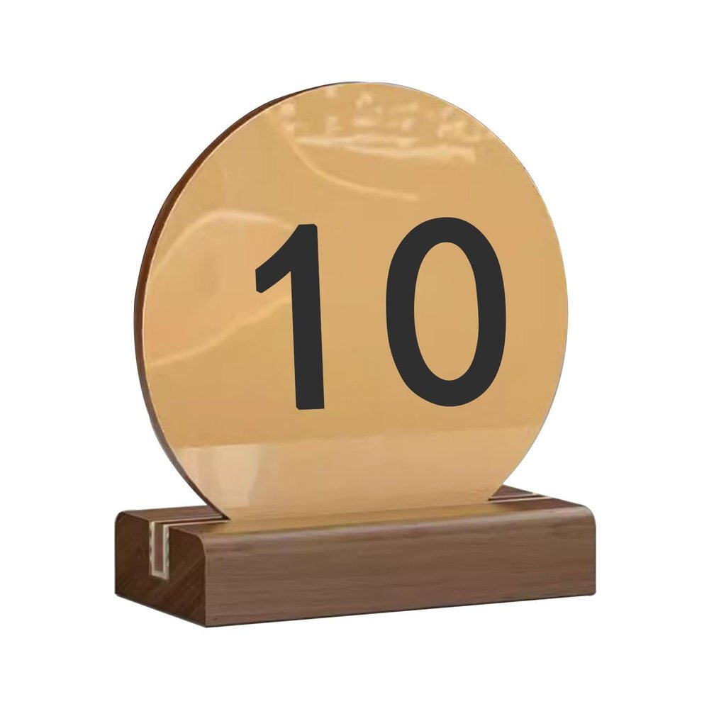 LSMKKA 10 PC Acrylic Table Number Holder, Stable Round Numbers Sign Visible Gold Placards Rack/Stands for Party Weddings Resturants Cafes, 10-20 30-40 80-90 90-100 Labels (Color : 10-20, Size : 10