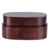 Aqur2020 Lunch Box, Portable Sushi Box Rice Round Container Wooden Double Layers Food Storage Container for Office Travel (19 * 10 * 9.5 Old Paint Double Layer Lunch Box) view 1