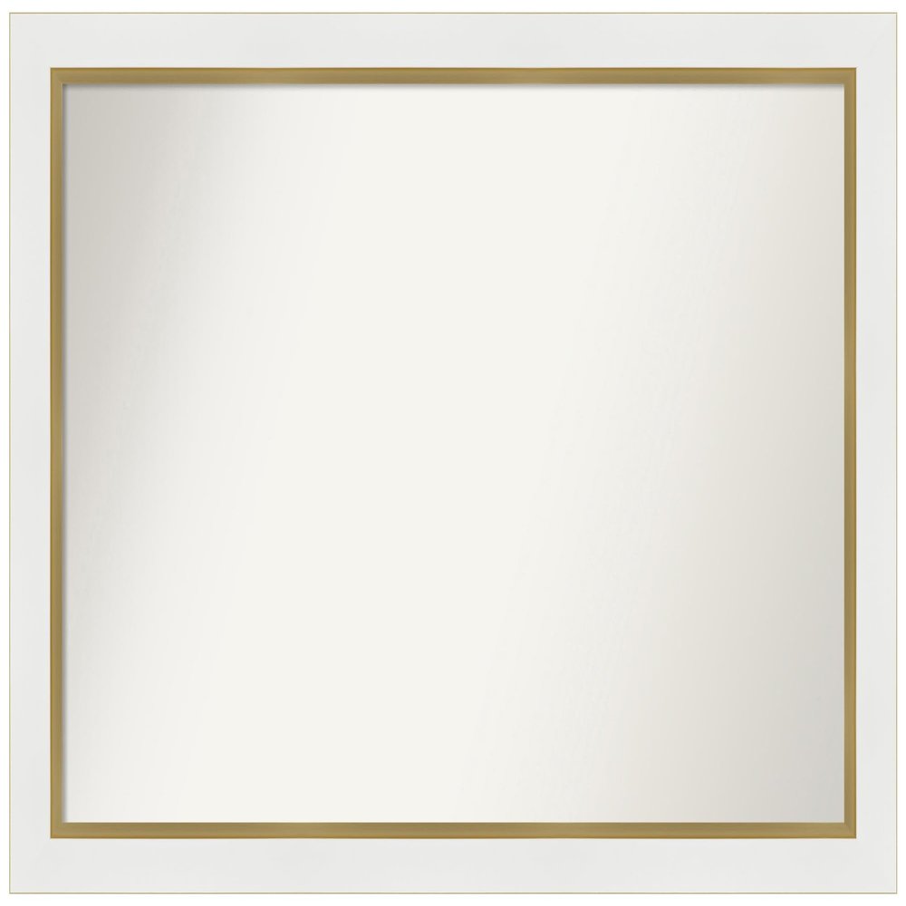 Amanti Art White Bathroom Mirror for Over Sink, 36x49 Custom Made Eva White Gold Rectangle Vanity Mirror, Oversize Modern Wood Frame, Hangs Horizonally and Vertically, Wall Decor