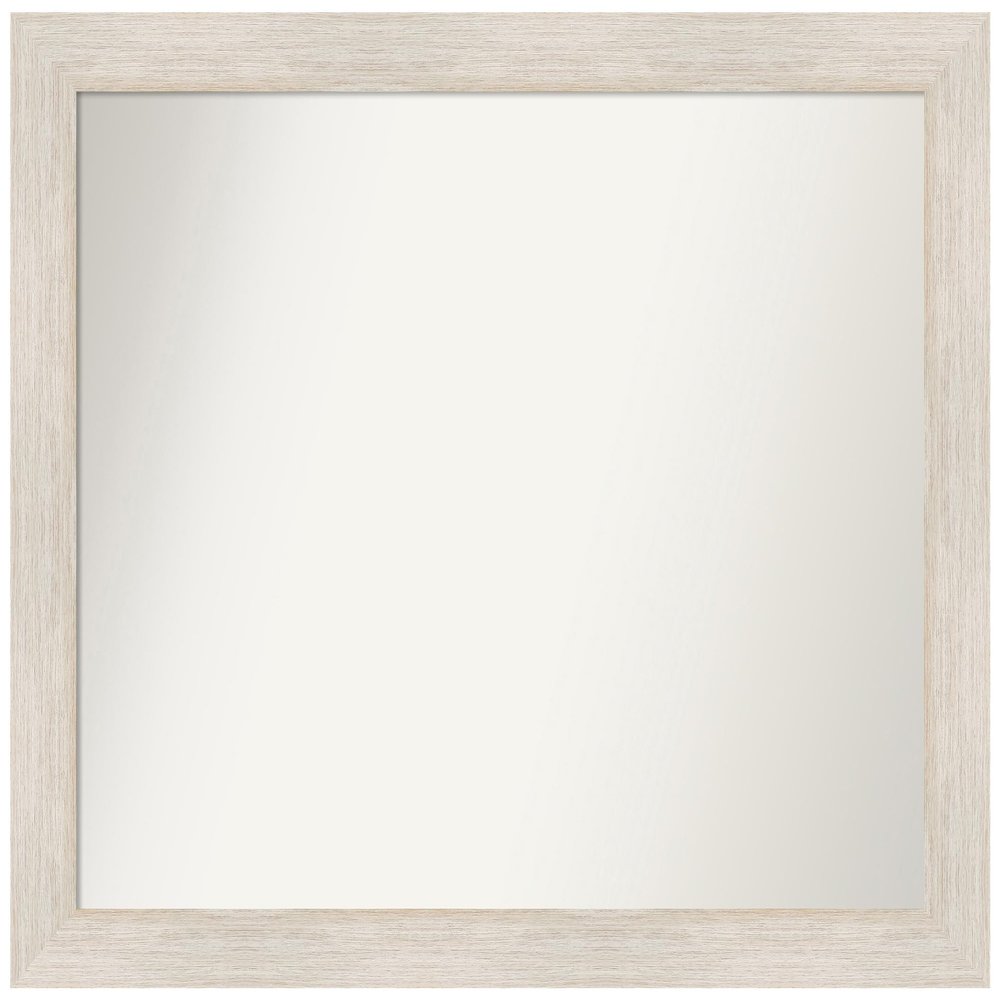 Amanti Art White Bathroom Mirror for Over Sink, 34x41 Custom Made Hardwood White Wash Rectangle Vanity Mirror, X-Large Country Rustic Wood Frame, Hangs Horizonally and Vertically, Wall Decor