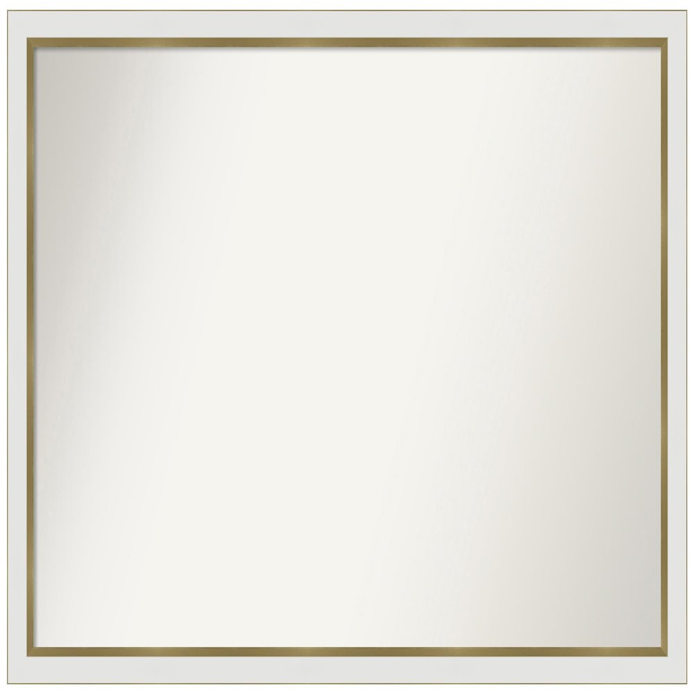 Amanti Art White Bathroom Mirror for Over Sink, 33x47 Custom Made Eva White Gold Narrow Rectangle Vanity Mirror, Oversize Modern Wood Frame, Hangs Horizonally and Vertically, Wall Decor