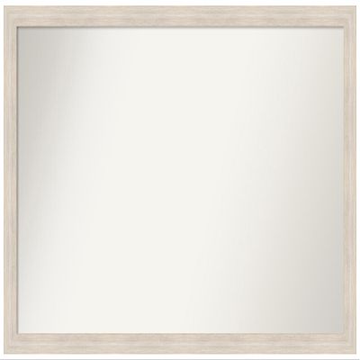 Amanti Art White Bathroom Mirror for Over Sink, 29x47 Custom Made Hardwood White Wash Narrow Rectangle Vanity Mirror, Oversize Country Rustic Wood Frame, Hangs Horizonally and Vertically, Wall Decor