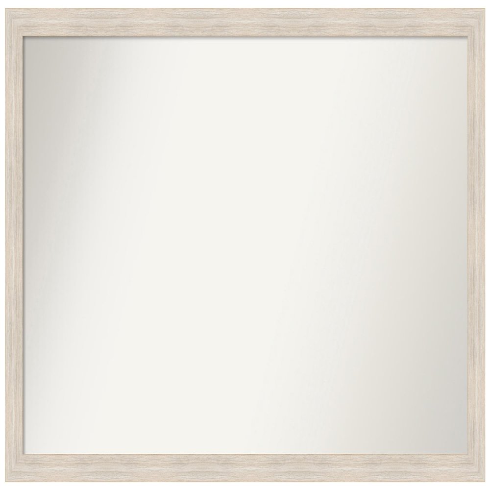 Amanti Art White Bathroom Mirror for Over Sink, 29x47 Custom Made Hardwood White Wash Narrow Rectangle Vanity Mirror, Oversize Country Rustic Wood Frame, Hangs Horizonally and Vertically, Wall Decor