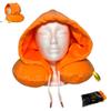 Global Citizen Travel Neck Pillow with Hood  Premium Memory Foam Airplane Pillow with Satin-Lined Hood for Privacy & Hair Protection, Plush U-Shape Support, Includes Carry Pouch (Sherbert Orange) view 1