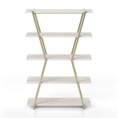 BOWERY HILL Modern Metal 4-Shelf Bookcase in Gold Champagne Finish