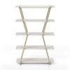 BOWERY HILL Modern Metal 4-Shelf Bookcase in Gold Champagne Finish view 1