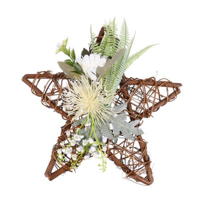 DECHOUS 1pc Artificial Wall Hanging Home Decor Spring Door Wreath Star Grapevine Wreath Twig Wall Decoration Star Peony Wooden Circle Crafts Outdoor