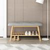 Shoe Rack Entryway Bench with Padded Seat, Wooden Storage Bench in Living Dining Bed Room, Modern Farmhouse Indoor Accent Entry Way Hallway Shoe Bench Seat for Entrance Sitting Shoe Storage Organizer view 4