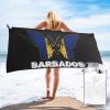 Barbados Flag Butterfly Beach Towel with Towel Band, 27.5 Inches Soft Microfiber Beach Towels Quick Dry Absorbent Sand Free Beach Blanket for Adults in Beach Pool view 1