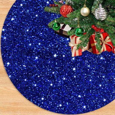 Christmas Tree Skirts 46 Inch Royal Blue Velvet Christmas Trees Skirt Sequin Christmas Tree Mat Rustic Trees Skirt Blue Tree Skirts for Artificial Trees Indoor Outdoor Home Christmas Ornaments