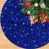 Christmas Tree Skirts 46 Inch Royal Blue Velvet Christmas Trees Skirt Sequin Christmas Tree Mat Rustic Trees Skirt Blue Tree Skirts for Artificial Trees Indoor Outdoor Home Christmas Ornaments view 1