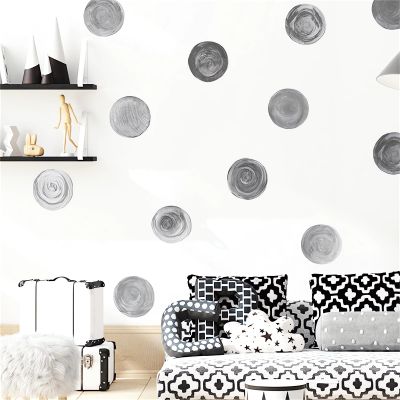 6 Sheets 72 Pcs Grey Black Watercolor Polka Dot Wall Stickers, sacinora Circle DIY Art Wall Decals Removable Vinyl for Closet Refrigerator Living Room Children's Room Nursery Bedroom Decorations