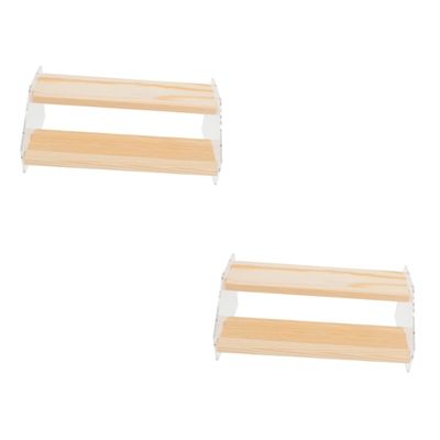 BESTOYARD 2 Pcs Display Stand Wood Acrylic Booth