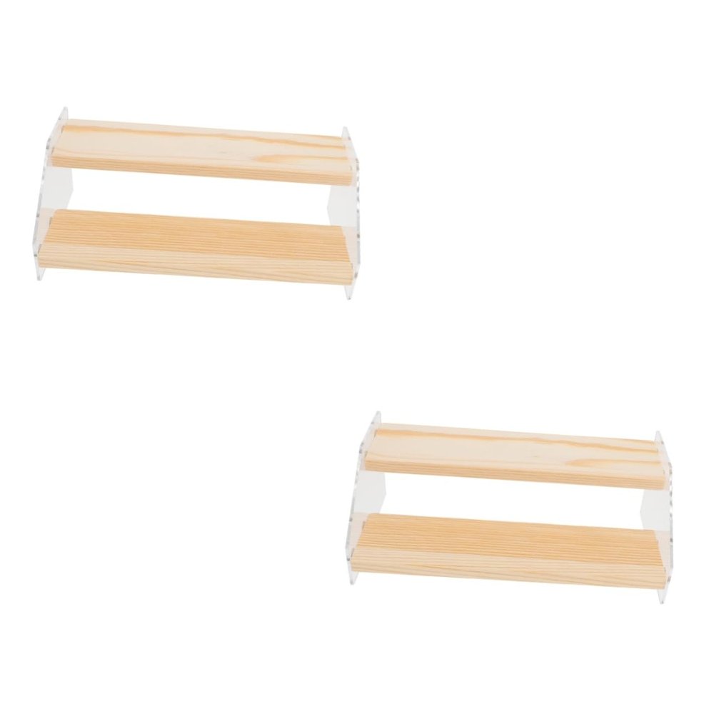 BESTOYARD 2 Pcs Display Stand Wood Acrylic Booth