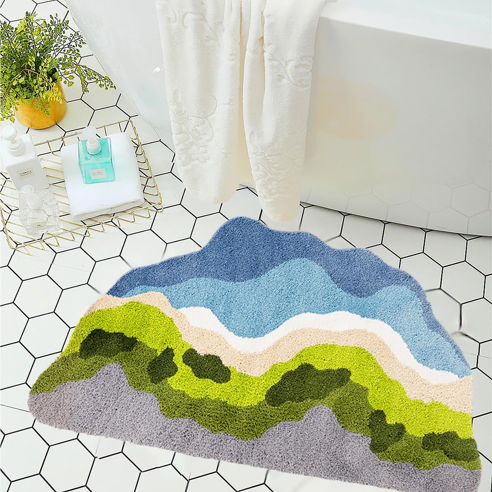 LEVINIS Moss Bath Mats, Cute Green Moss Shag Bathroom Rugs Non Slip Soft and Water Absorbent Bath Rug for Bathroom, Shower, Tub, Indoor Doormat 31"20"