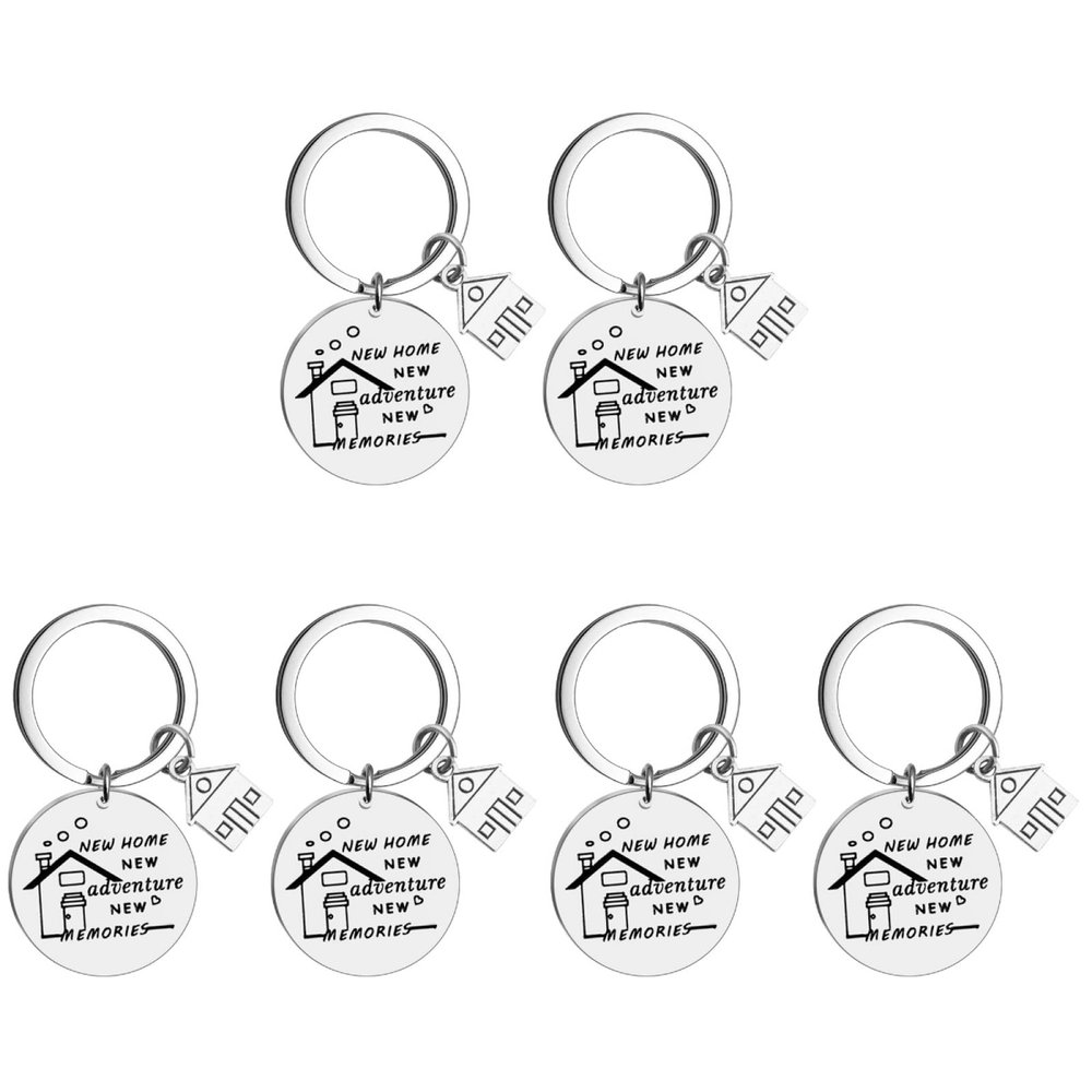 EXCEART 6 Pack Stainless Steel Key Rings Portable Bag Pendants for Housewarming First Home Creative Keychain Accessories for Keys Bags and Everyday Carry
