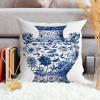 ArogGeld Blue and White Porcelain Oriental Garden Farmhouse Pillow Covers Blue Chinoiserie Vase White Linen Throw Pillow Cushion Traditional Chinese Chinoiserie Pillow Cases 18x18in view 4