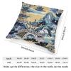 ArogGeld Aqua Blue and Gold Pagoda Farmhouse Sofa Cushion Cover Ming Blue Pagoda Asian Throw Pillow Cushion Chinoiserie Pillow Cover Case for Sofa Couch Car Chair 20x20in White Linen view 2