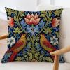 ArogGeld Red Bird Blue Sunflower Sofa Cushion Cover Chinoiserie Garden Animal Floral Square Pillow Covers Chinoiserie Accent Pillow for Living Room Bedroom 16x16in White Linen view 3