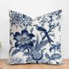 ArogGeld Chinoiserie Crane Bird Peacock Cushion Cover Blue Flower and Bird Asian Garden Square Pillow Cover Japanese Asian Style Throw Pillowcase for Living Room Bedroom 16x16in White Linen view 1