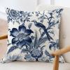 ArogGeld Chinoiserie Crane Bird Peacock Cushion Cover Blue Flower and Bird Asian Garden Square Pillow Cover Japanese Asian Style Throw Pillowcase for Living Room Bedroom 16x16in White Linen view 3
