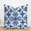 ArogGeld Japanese Chinoiserie Cushion Cover Indigo Blue Trellis Throw Pillow Cover Navy Blue Flower Chinoiserie Throw Pillowcase with Zipper Farmhouse Decor for Sofa Couch 16x16in White Flax view 1