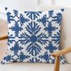 ArogGeld Japanese Chinoiserie Cushion Cover Indigo Blue Trellis Throw Pillow Cover Navy Blue Flower Chinoiserie Throw Pillowcase with Zipper Farmhouse Decor for Sofa Couch 16x16in White Flax view 3