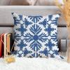 ArogGeld Japanese Chinoiserie Cushion Cover Indigo Blue Trellis Throw Pillow Cover Navy Blue Flower Chinoiserie Throw Pillowcase with Zipper Farmhouse Decor for Sofa Couch 16x16in White Flax view 4