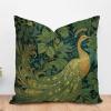 ArogGeld Gold and Green Peacock Throw Pillows Chinoiserie Bird and Flower Green Decorative Sofa Cushion Cover Chinoiserie Style Farmhouse Pillow Case for Sofa Living Room 18x18in White Flax view 1