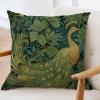 ArogGeld Gold and Green Peacock Throw Pillows Chinoiserie Bird and Flower Green Decorative Sofa Cushion Cover Chinoiserie Style Farmhouse Pillow Case for Sofa Living Room 18x18in White Flax view 3
