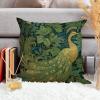ArogGeld Gold and Green Peacock Throw Pillows Chinoiserie Bird and Flower Green Decorative Sofa Cushion Cover Chinoiserie Style Farmhouse Pillow Case for Sofa Living Room 18x18in White Flax view 4