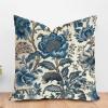 ArogGeld Chinoiserie Coastal Style Flower Farmhouse Throw Pillows Hamptons Style Teal Blue Floral White Linen Cushion Cover Chinoiserie Style Pillow Sham with Zipper for Living Room 16x16in view 1