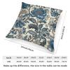 ArogGeld Chinoiserie Coastal Style Flower Farmhouse Throw Pillows Hamptons Style Teal Blue Floral White Linen Cushion Cover Chinoiserie Style Pillow Sham with Zipper for Living Room 16x16in view 2