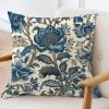 ArogGeld Chinoiserie Coastal Style Flower Farmhouse Throw Pillows Hamptons Style Teal Blue Floral White Linen Cushion Cover Chinoiserie Style Pillow Sham with Zipper for Living Room 16x16in view 3