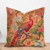 ArogGeld Traditional Chinese Chinoiserie Cushion Cover Blush Orange Chinoiserie Flower Bird Pillow Covers Peacock Animal Asian Garden Floral Throw Pillow Case Farmhouse Decor 16x16in view 1
