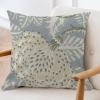 ArogGeld Aqua Chinoiserie Floral Farmhouse Throw Pillow Cover Aqua Blue and Beige Flower White Linen Cushion Cover Asian Scenic Chic Chinoiserie Accent Pillow for Living Room 20x20in view 3
