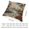 ArogGeld Antique Chinoiserie Asian Scenic Cushion Covers Brown Linen Bird and Flower Square Throw Pillow Oriental Toile Chinoiserie Throw Pillow Case for Sofa Living Room 24x24in White Linen view 2