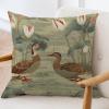 ArogGeld Aqua Lotus and Duck Garden Farmhouse Cushion Cover Green Water Lily Chinoiserie Flower Home Decor Sofa Cushion Cover Asian Scenic Chinoiserie Throw Pillowcase 26x26in White Linen view 3